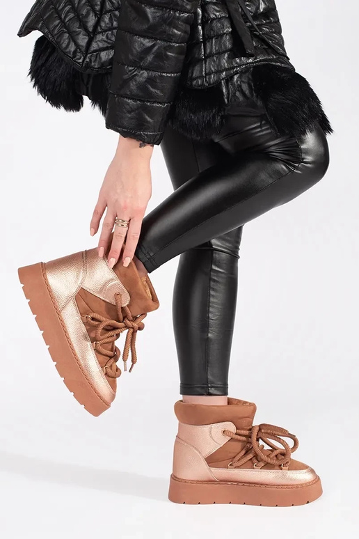 Brązowe sznurowane śniegowce damskie... Brązowe sznurowane śniegowce damskie...