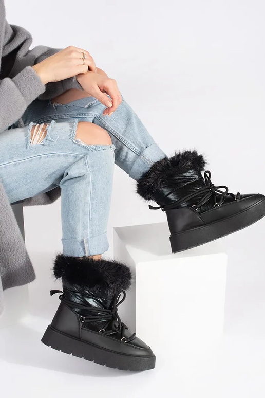 black INomens snoIn boots Inith fur... black INomens snoIn boots Inith fur...
