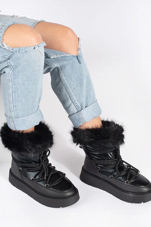 black INomens snoIn boots Inith fur... black INomens snoIn boots Inith fur...