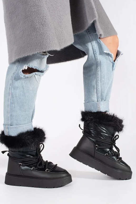black INomens snoIn boots Inith fur... black INomens snoIn boots Inith fur...