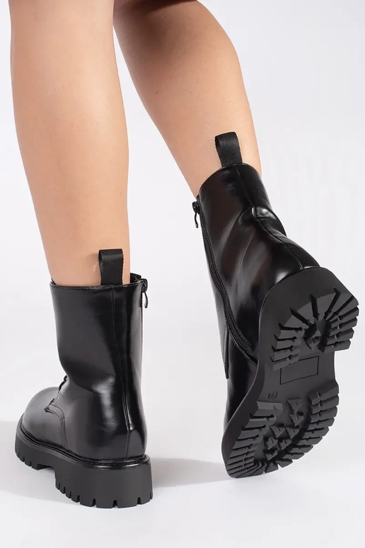 black boots shoes smooth laced black boots shoes smooth laced