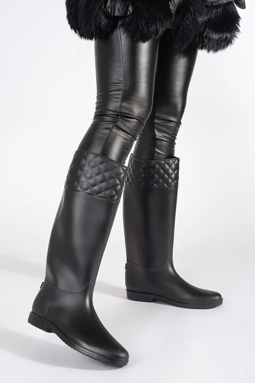 black matte rubber boots