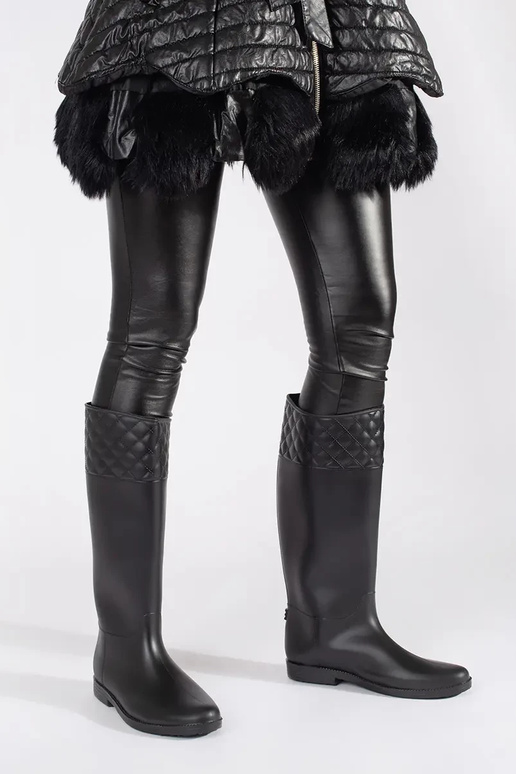 black matte rubber boots