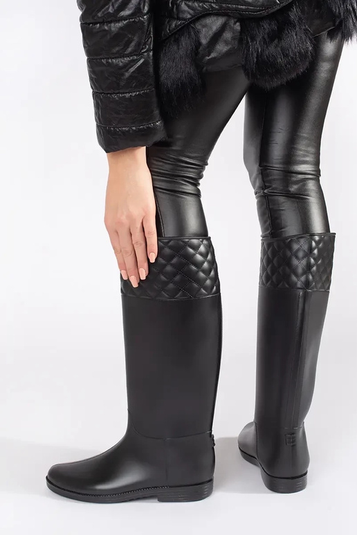 black matte rubber boots