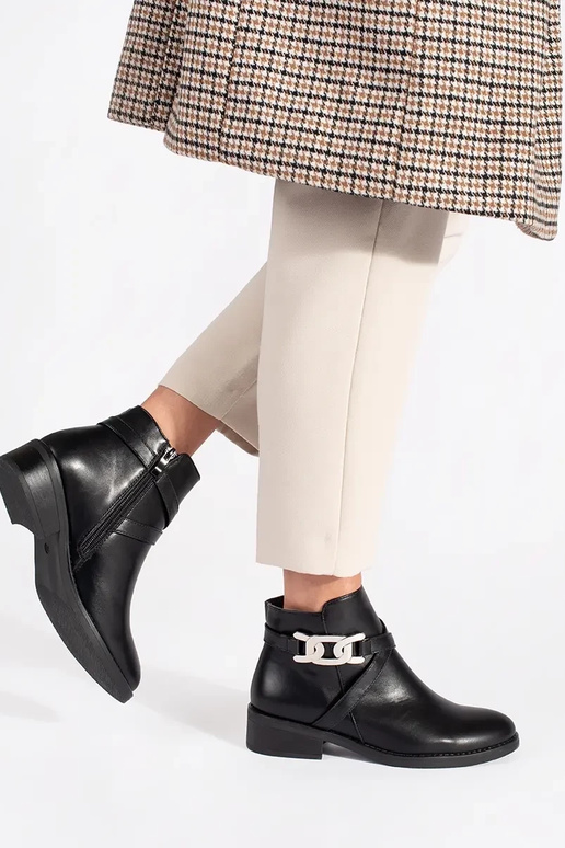 black Chelsea boots flat Inith a...