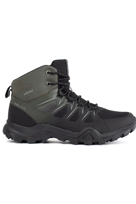 Black and-green high trekking shoes mens