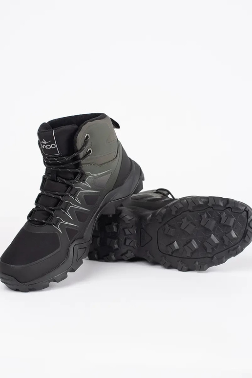 Black and-green high trekking shoes mens