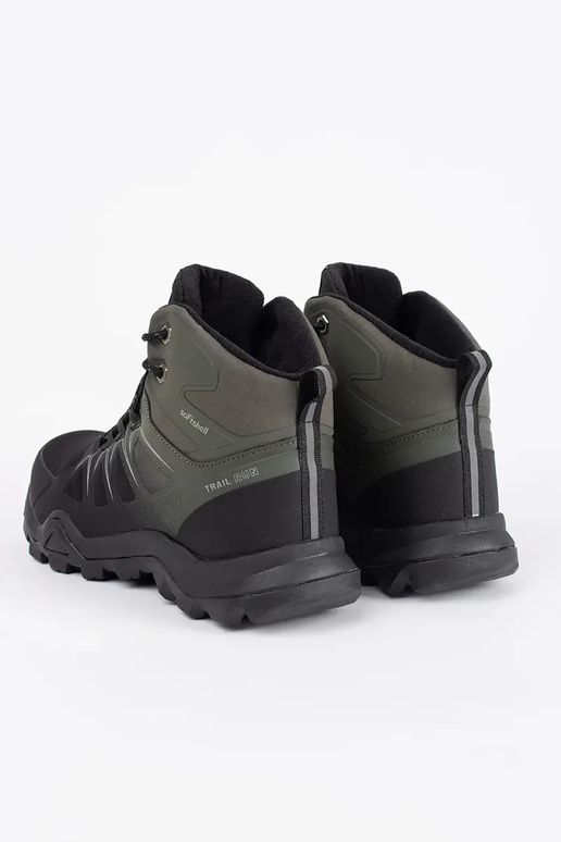 Black and-green high trekking shoes mens