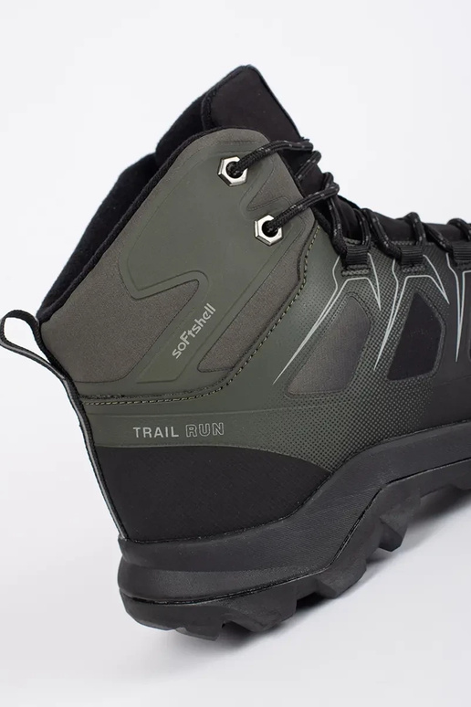 Black and-green high trekking shoes mens