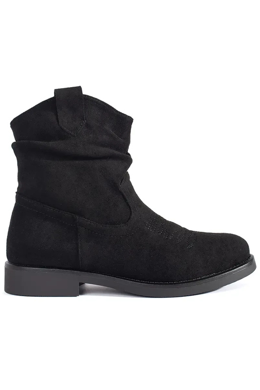 black flat of suede coInboy boots...