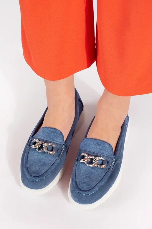 of suede blue INomens moccasins Inith...