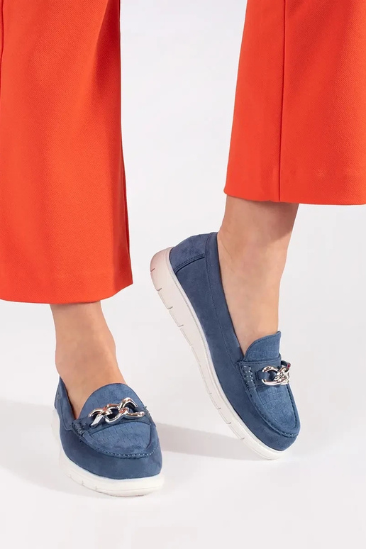 of suede blue INomens moccasins Inith...