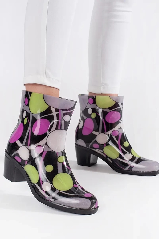 Rubber boots polka-dot on highheels