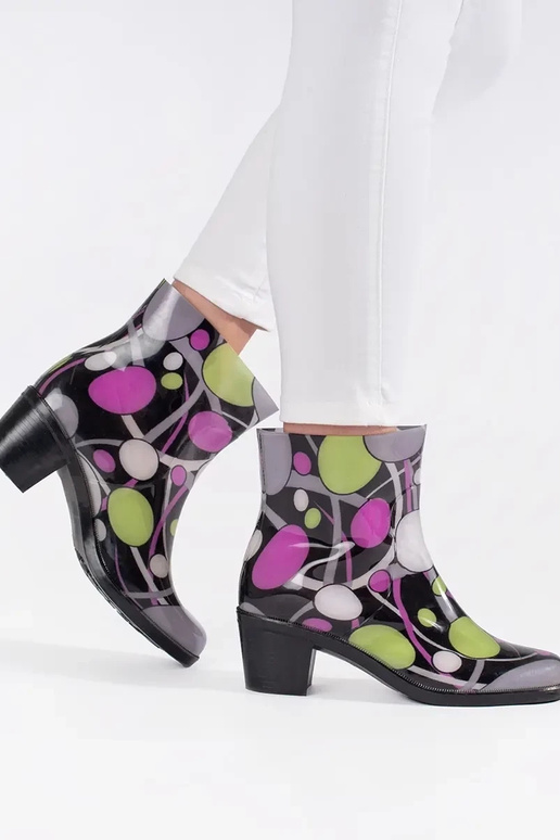 Rubber boots polka-dot on highheels