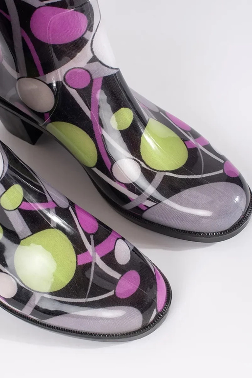 Rubber boots polka-dot on highheels