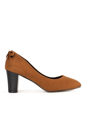 red of suede High heels on...