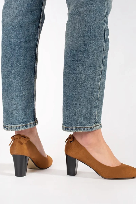 red of suede High heels on the heel