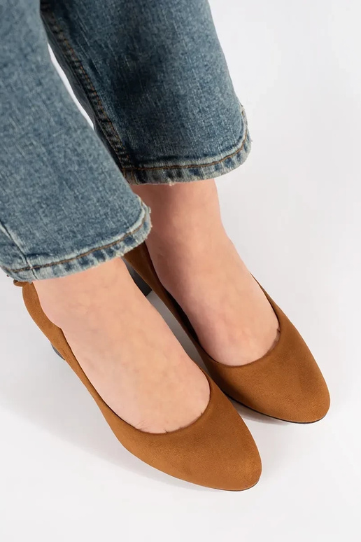 red of suede High heels on the heel