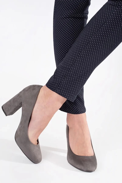 of suede gray High heels on the heel of suede gray High heels on the heel