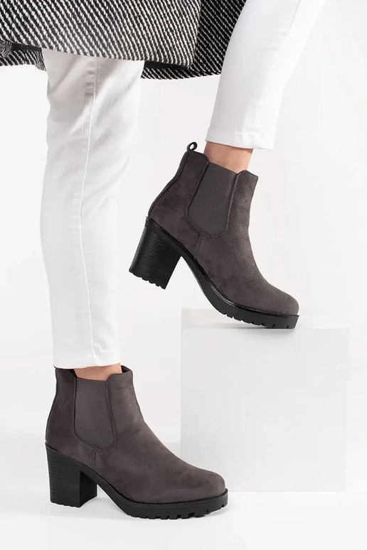 gray of suede Chelsea boots on the heel gray of suede Chelsea boots on the heel