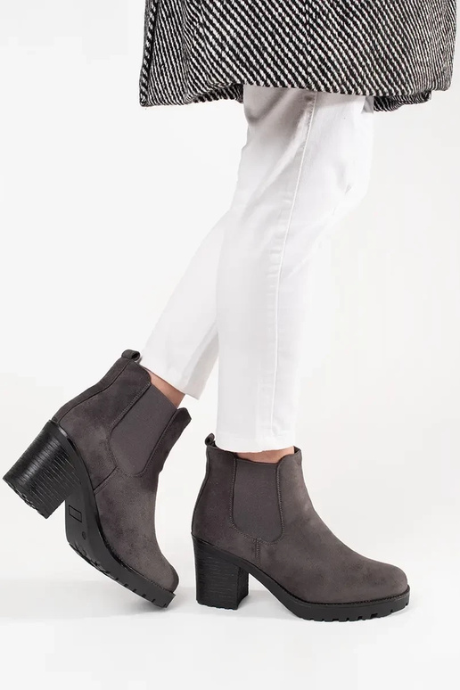 gray of suede Chelsea boots on the heel gray of suede Chelsea boots on the heel