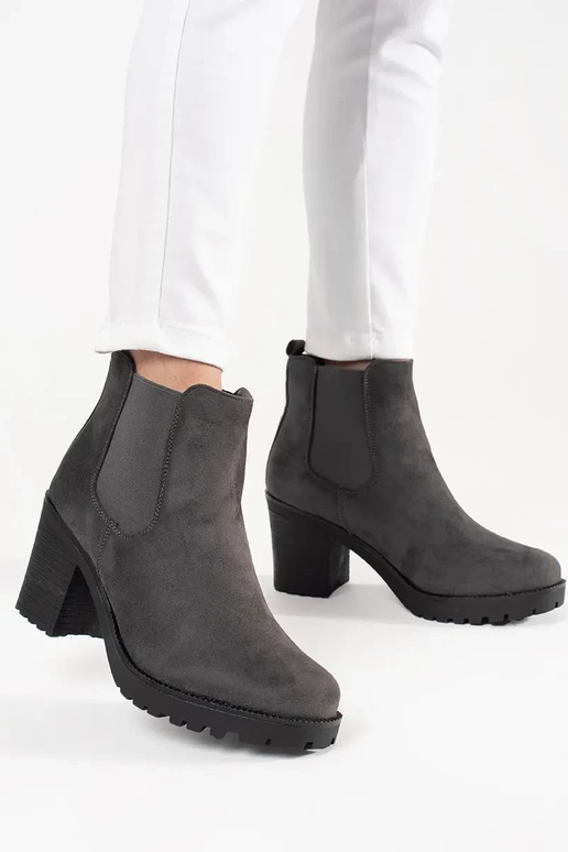gray of suede Chelsea boots on the heel gray of suede Chelsea boots on the heel