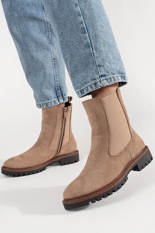 of suede beige Chelsea boots