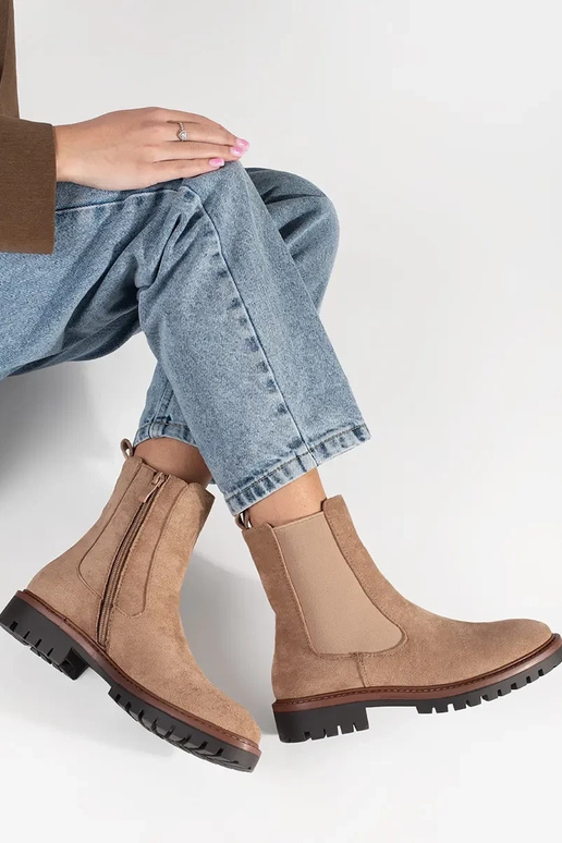 of suede beige Chelsea boots