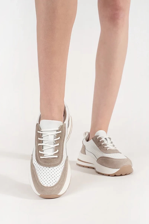 Leather openInork sneakers on a thick...