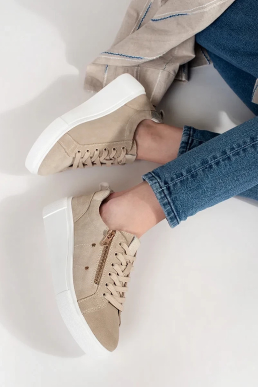 beige Sneakers on a thick sole