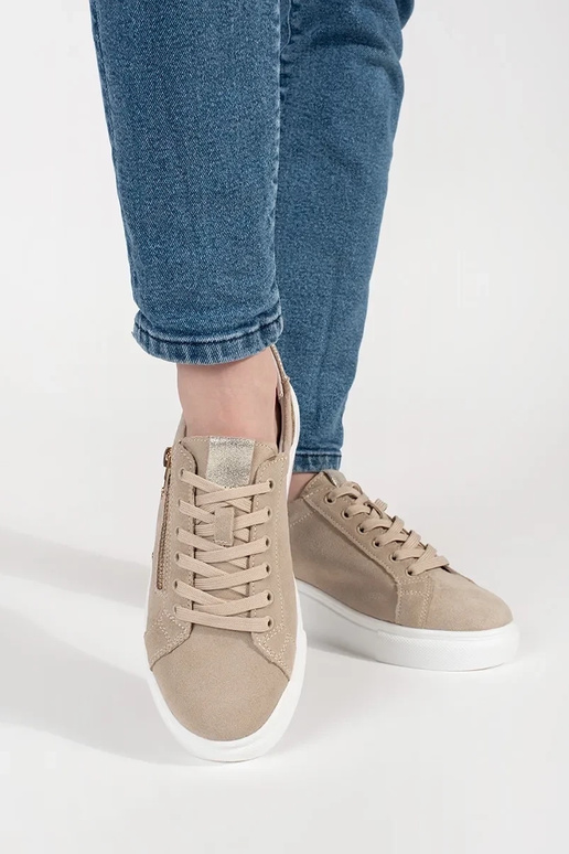 Beżowe sneakersy na grubej podeszwie Beżowe sneakersy na grubej podeszwie