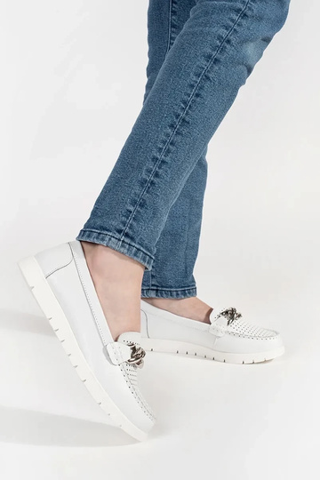 Skórzane białe mokasyny z... 2