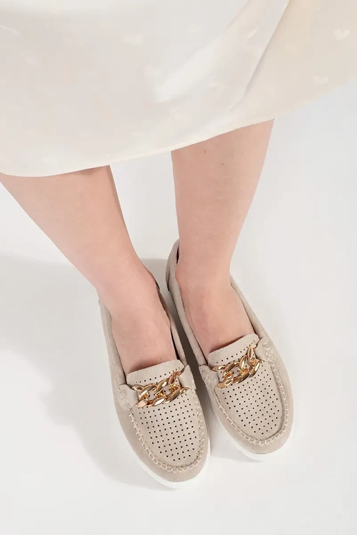 Leather beige INomens moccasins Inith... Leather beige INomens moccasins Inith...