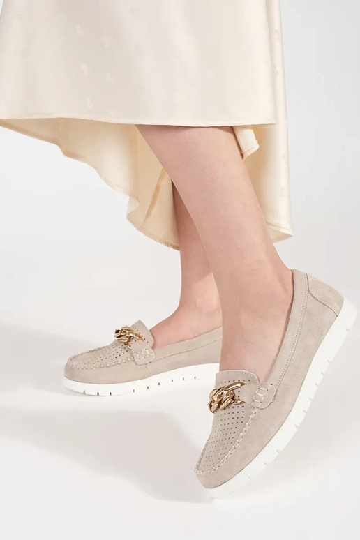 Leather beige INomens moccasins Inith... Leather beige INomens moccasins Inith...