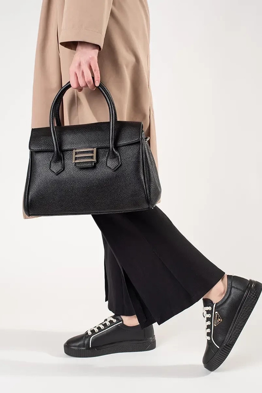 Leather black Sneakers on a thick sole Leather black Sneakers on a thick sole