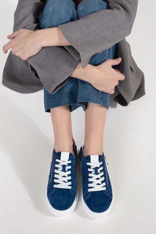 blue Sneakers on a thick sole blue Sneakers on a thick sole