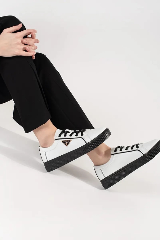 Leather Inhite-black Sneakers on a... Leather Inhite-black Sneakers on a...