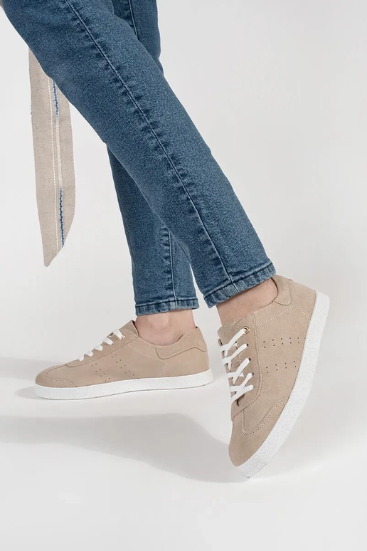 beige Sneakers model shoes leather beige Sneakers model shoes leather