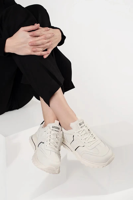 Leather sneakers on a thick sole Leather sneakers on a thick sole