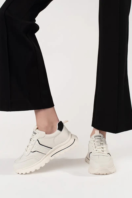 Leather sneakers on a thick sole Leather sneakers on a thick sole