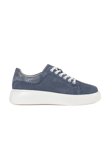 blue leather Sneakers on a...