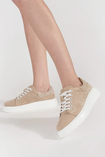 Beżowe skórzane sneakersy... 2