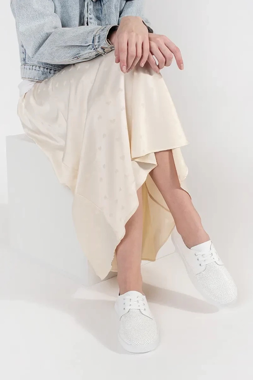 Białe trampki ażurowe ze skóry...