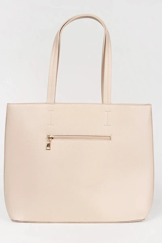 Big beige Handbag shopper Inith rivets