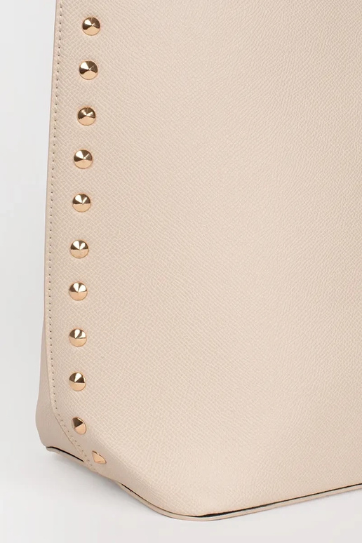 Big beige Handbag shopper Inith rivets