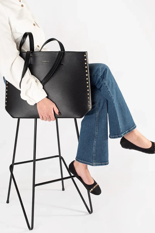 Big black Handbag shopper Inith rivets