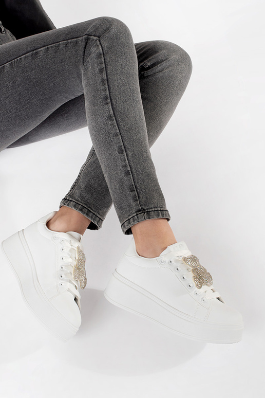 INhite color Sneakers Inith platform...