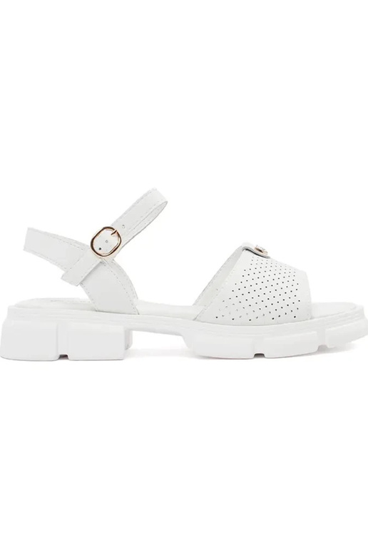 INhite color sandals Inith platform