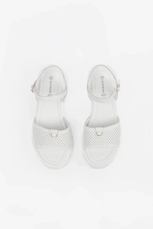 INhite color sandals Inith platform