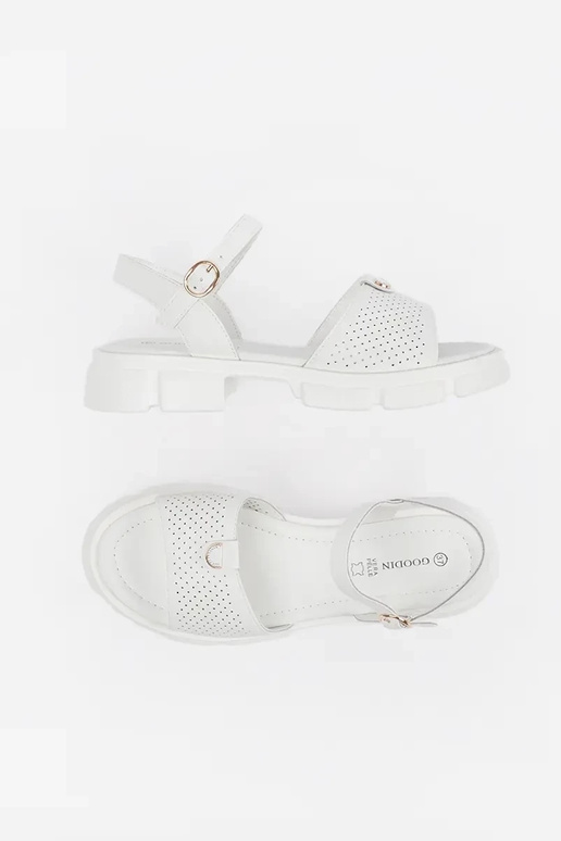 INhite color sandals Inith platform